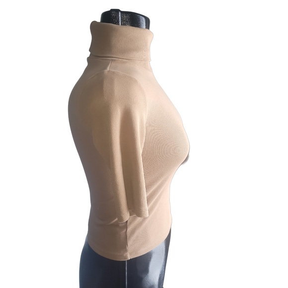Zara Tan Cropped Turtleneck Top S - Picture 3 of 6